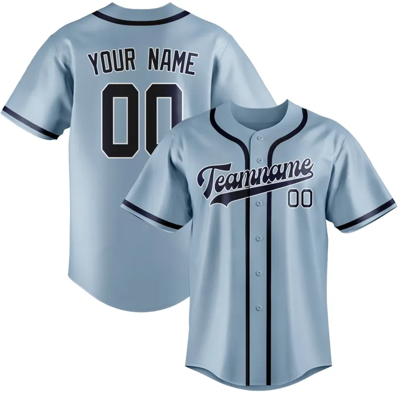 Custom Light Blue Blue Baseball Jersey made by Tailorly