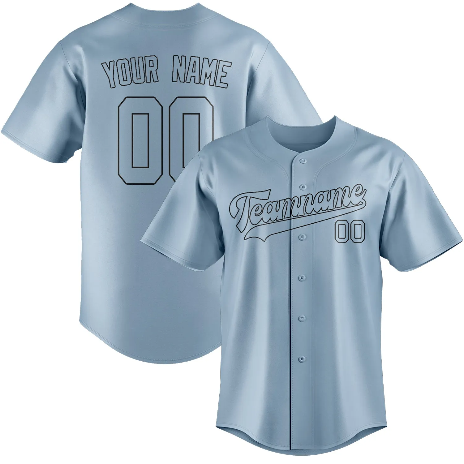 Custom Light Blue Black Baseball Jersey sold by Tailorly