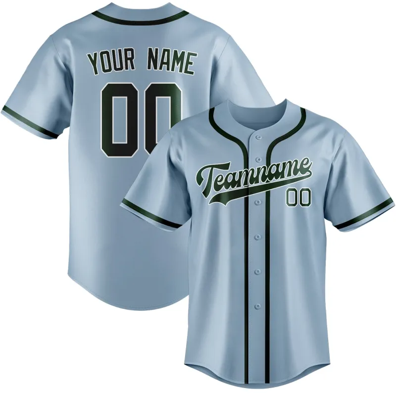 Custom Light Blue Green Baseball Jersey made by Tailorly