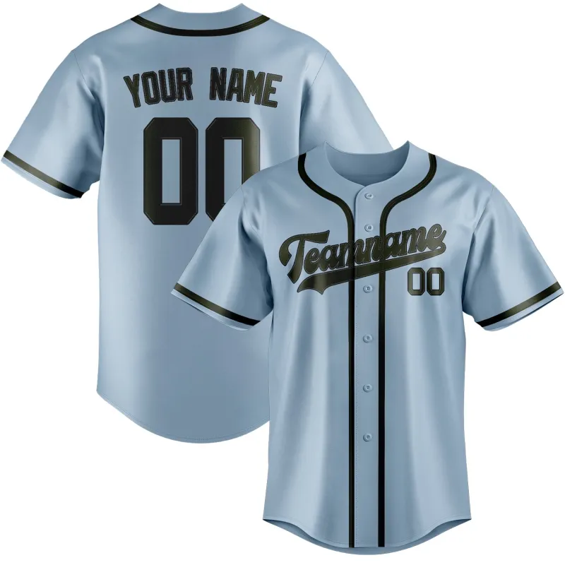 Custom Light Blue Olive Baseball Jersey made by Tailorly