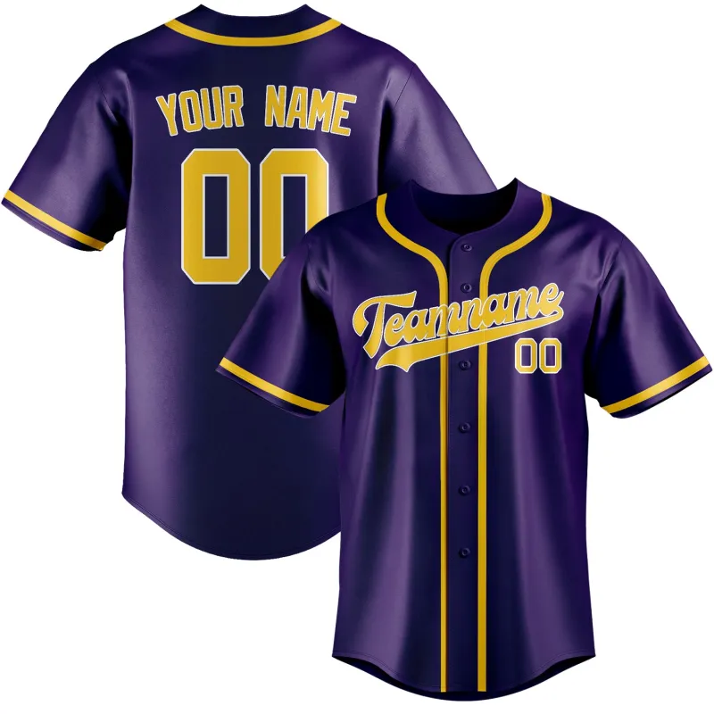 Custom Purple Gold Baseball Jersey made by Tailorly