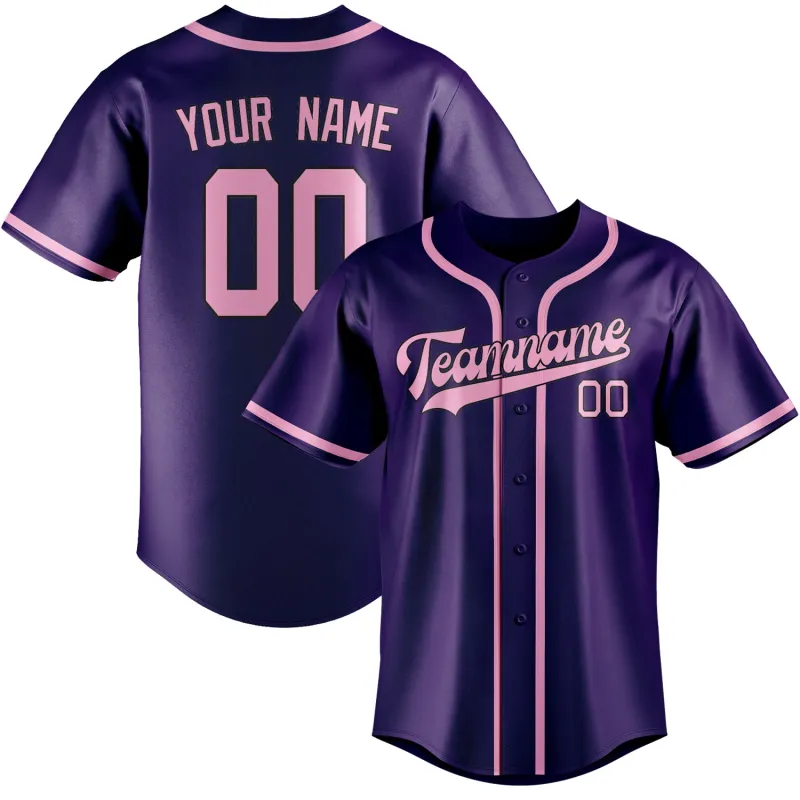Custom Purple Light Pink Baseball Jersey made by Tailorly