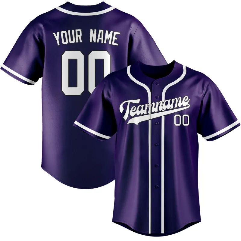 Custom Purple White Baseball Jersey made by Tailorly