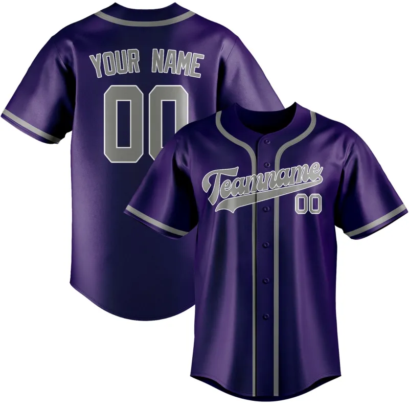 Custom Purple Gray Baseball Jersey made by Tailorly