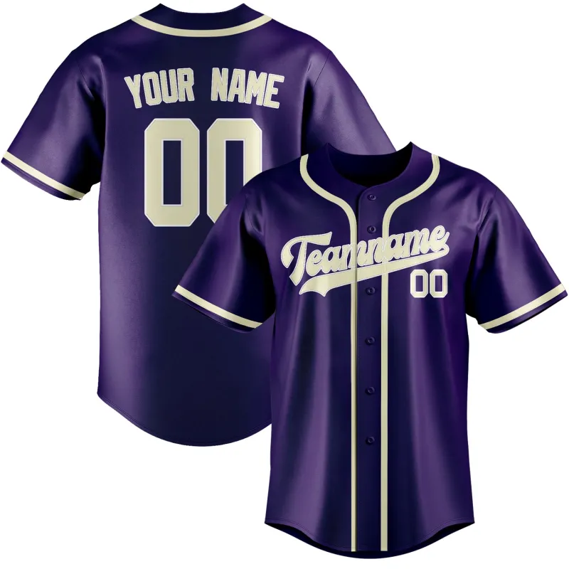 Custom Purple Cream Baseball Jersey made by Tailorly