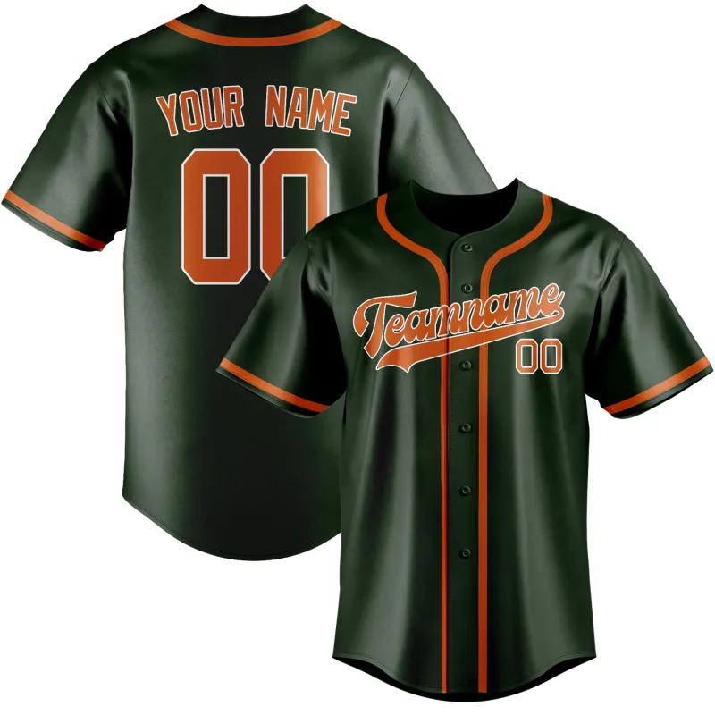 Custom Dark Green Orange Baseball Jersey made by Tailorly