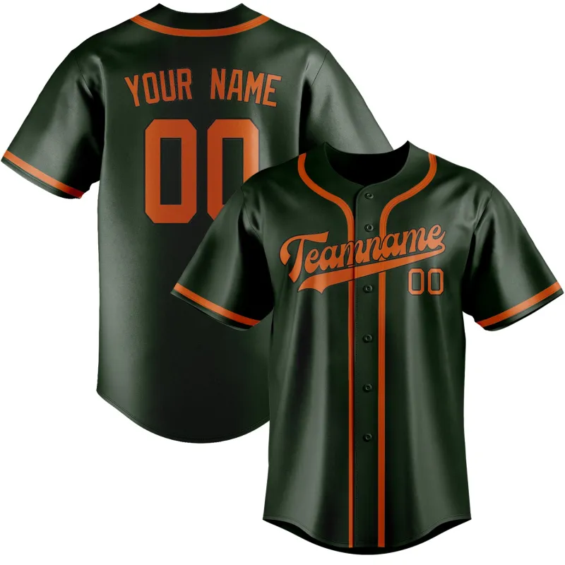Custom Dark Green Orange Baseball Jersey made by Tailorly