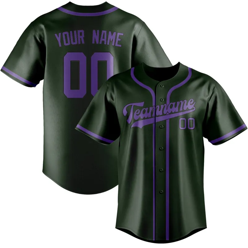 Custom Dark Green Light Purple Baseball Jersey made by Tailorly