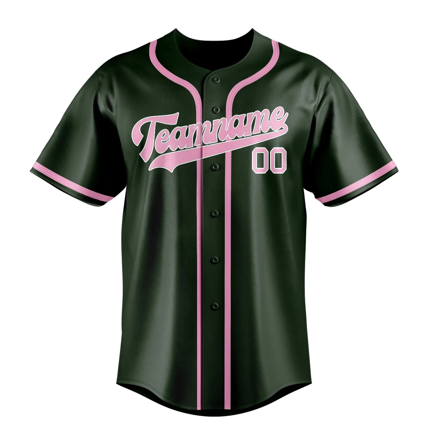 Custom Dark Green Light Pink Baseball Jersey sold by Tailorly product image thumbnail 2