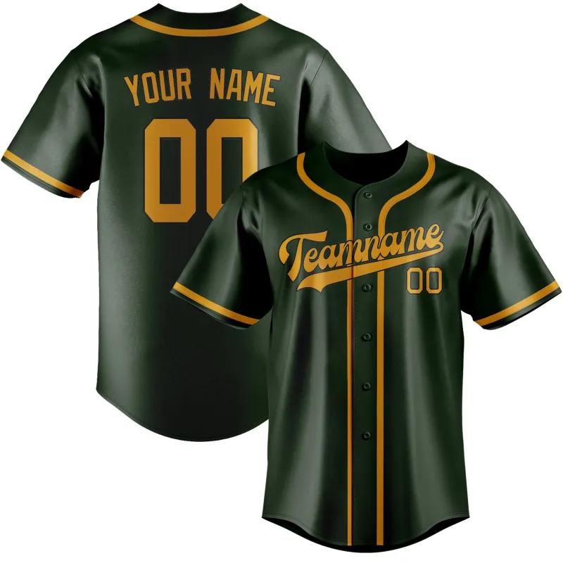 Custom Dark Green Yellow Baseball Jersey made by Tailorly