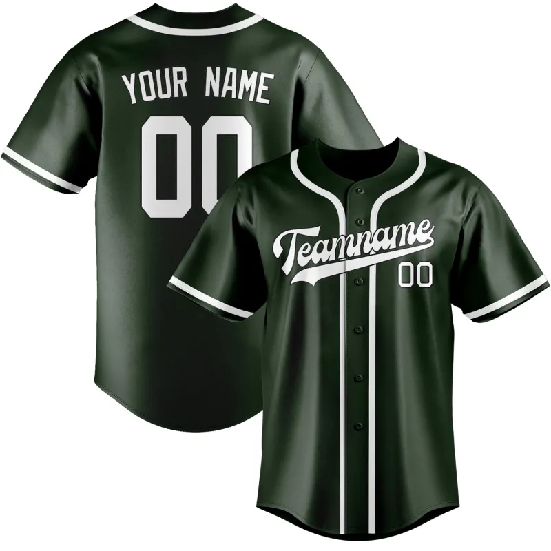Custom Dark Green White Baseball Jersey made by Tailorly