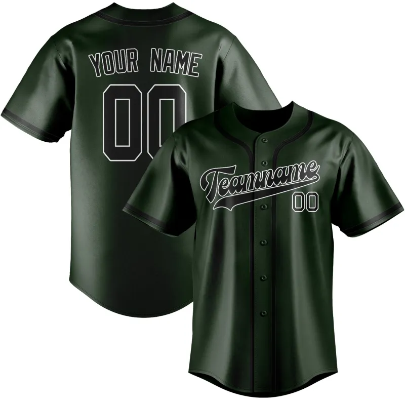 Custom Dark Green Black Baseball Jersey made by Tailorly