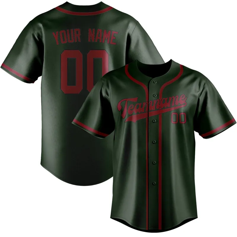 Custom Dark Green Crimson Red Baseball Jersey made by Tailorly