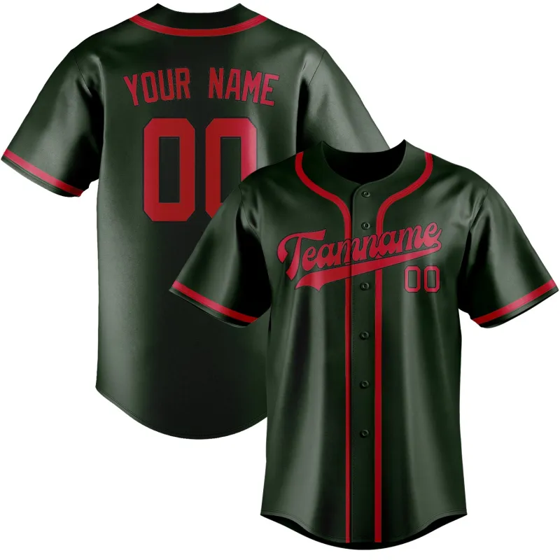 Custom Dark Green Red Baseball Jersey made by Tailorly