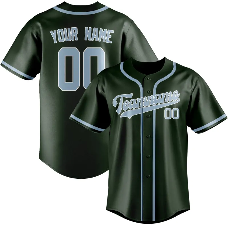 Custom Dark Green Light Blue Baseball Jersey made by Tailorly