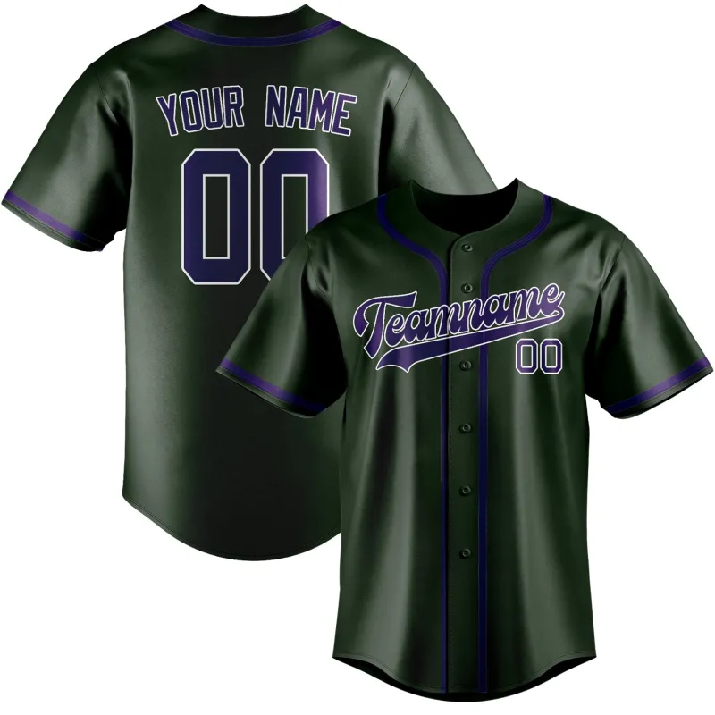 Custom Dark Green Purple Baseball Jersey made by Tailorly