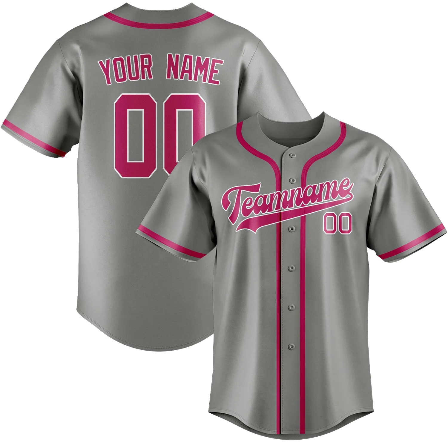 Custom Gray Pink Baseball Jersey sold by Tailorly