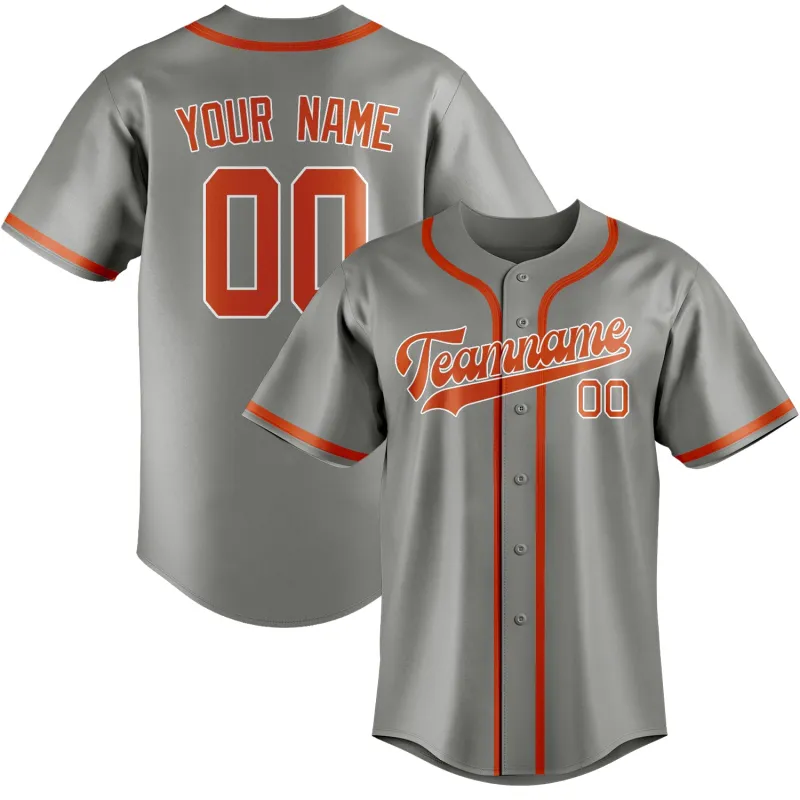 Custom Gray Orange Red Baseball Jersey made by Tailorly