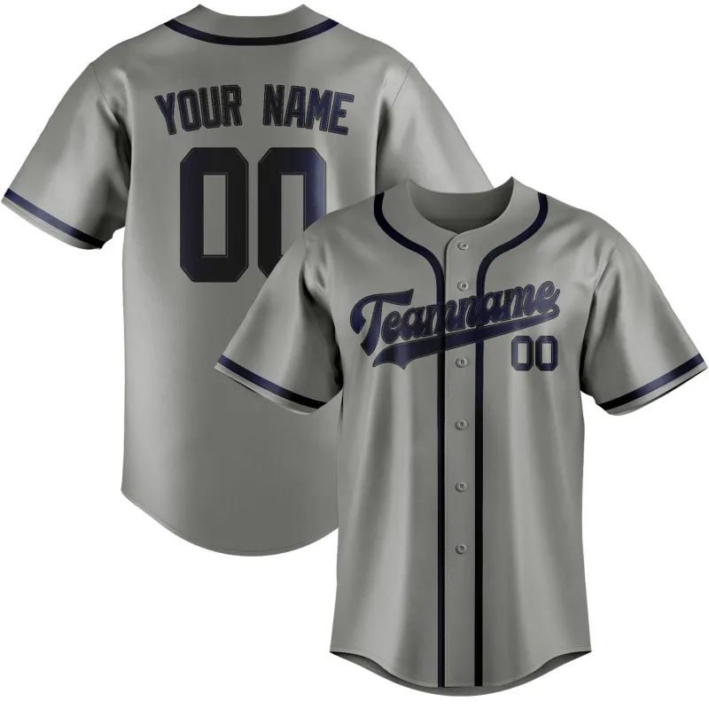 Custom Gray Blue Baseball Jersey made by Tailorly