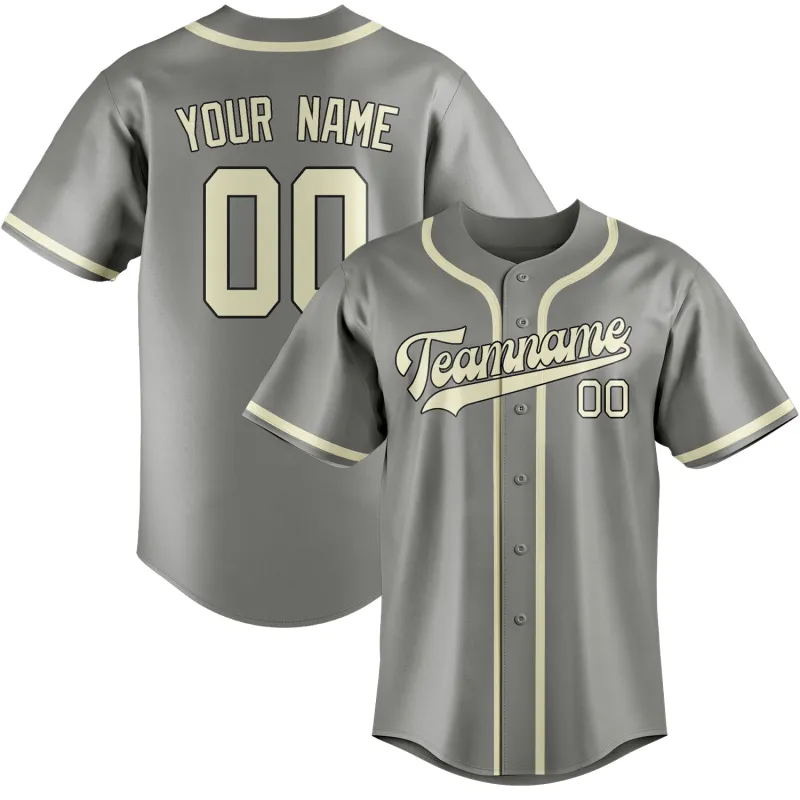 Custom Gray Cream Baseball Jersey made by Tailorly