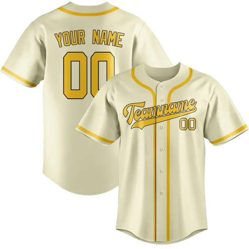 Custom Cream Gold Baseball Jersey made by Tailorly