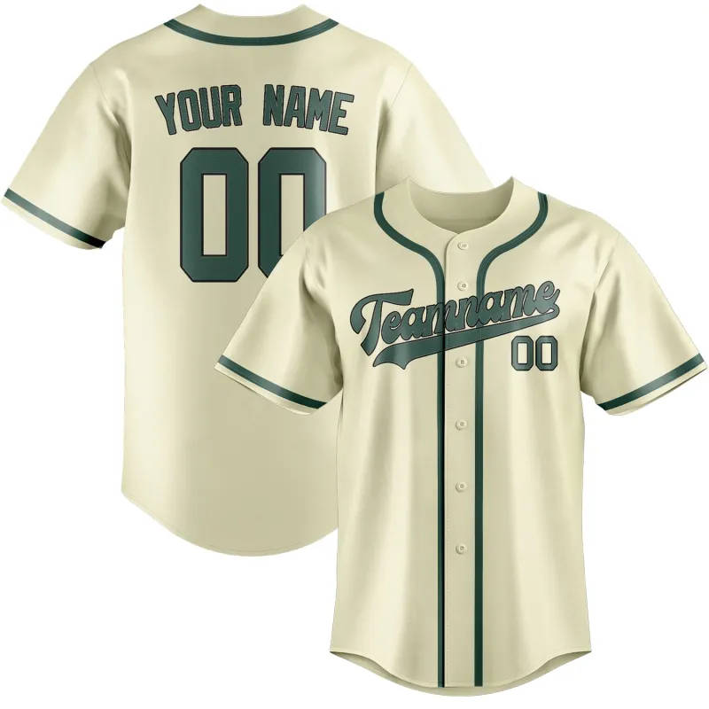 Custom Cream Blue Green Baseball Jersey made by Tailorly