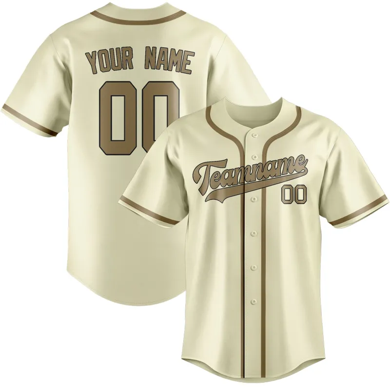 Custom Cream Light Khaki Baseball Jersey made by Tailorly