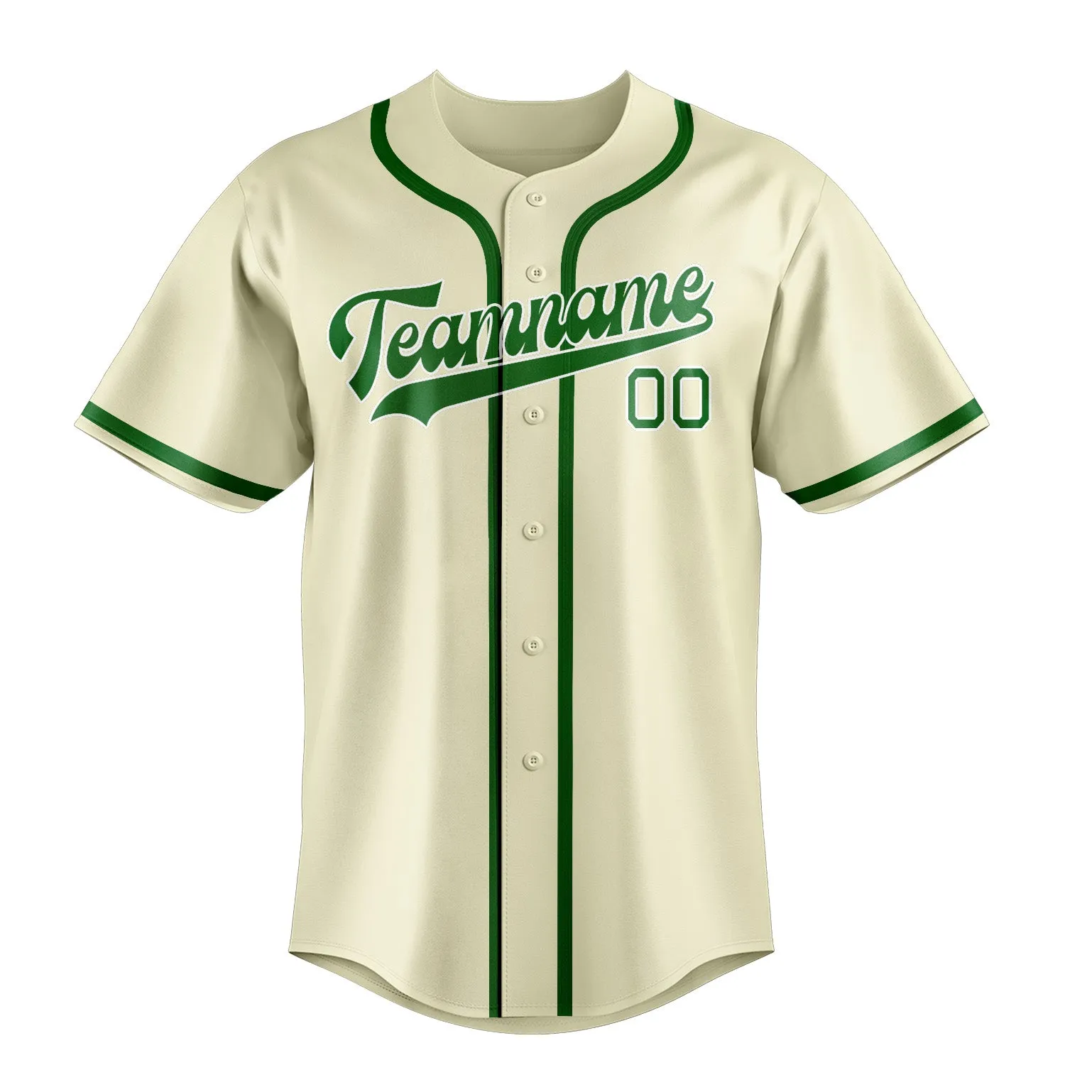 Custom Cream Emerald Green Baseball Jersey sold by Tailorly product image thumbnail 2