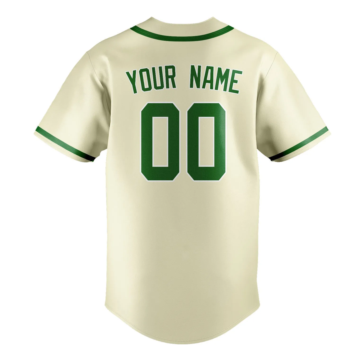 Custom Cream Emerald Green Baseball Jersey sold by Tailorly product image thumbnail 3