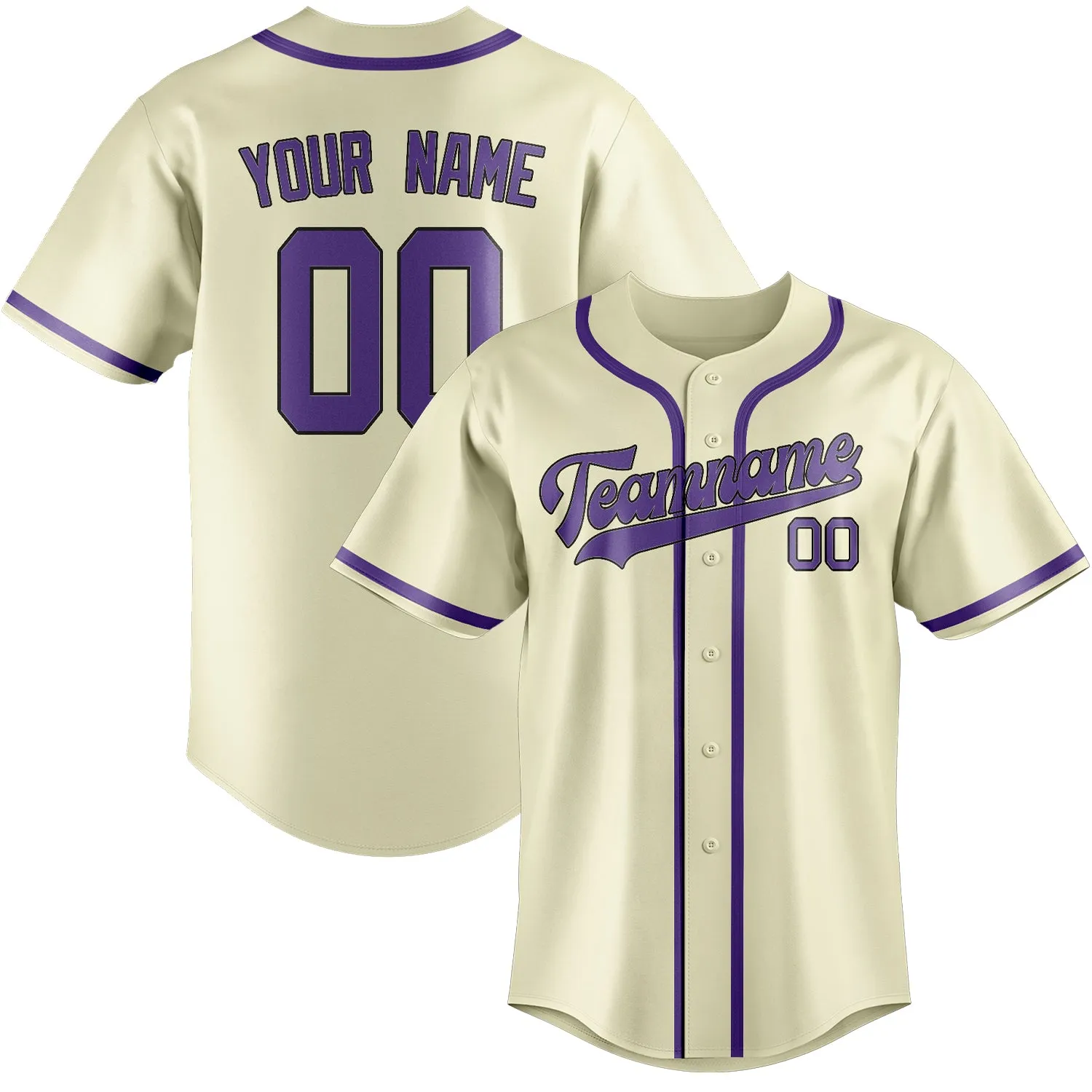 Custom Cream Light Purple Baseball Jersey sold by Tailorly