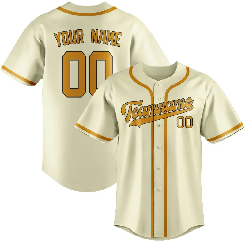 Custom Cream Yellow Baseball Jersey made by Tailorly
