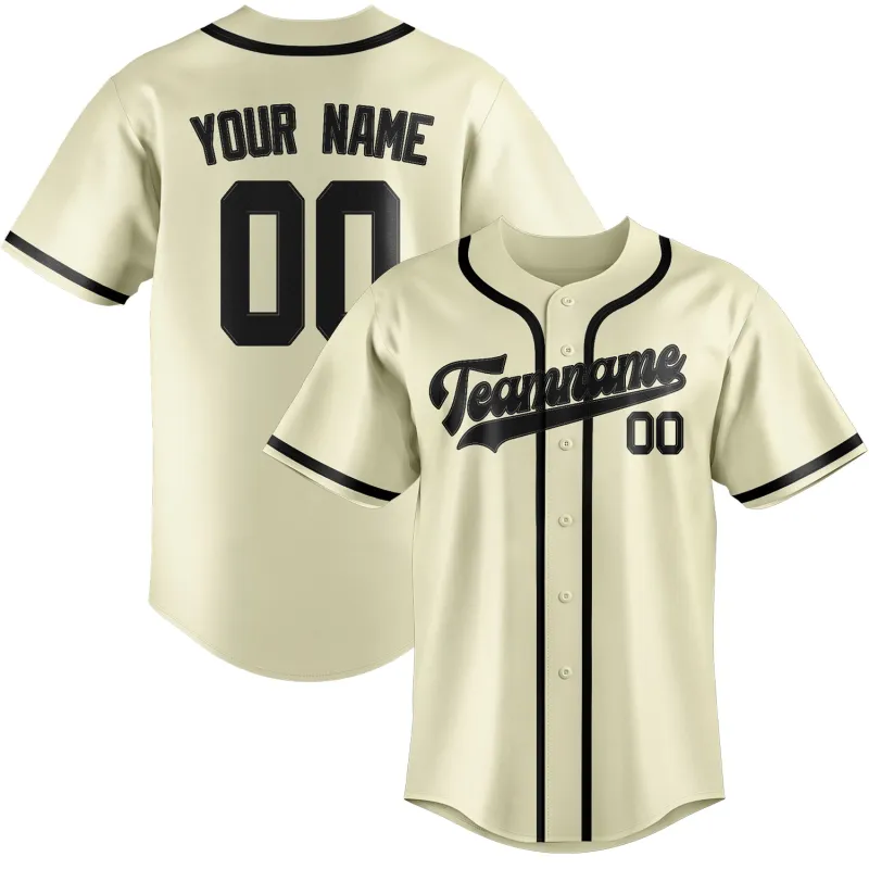 Custom Cream Black Baseball Jersey made by Tailorly