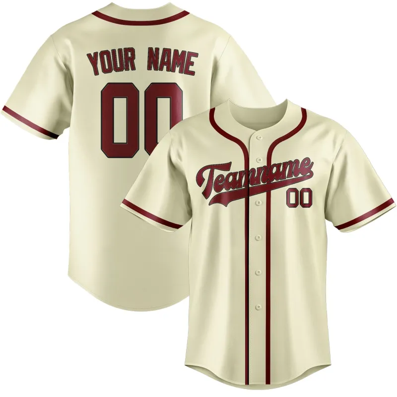 Custom Cream Crimson Red Baseball Jersey made by Tailorly