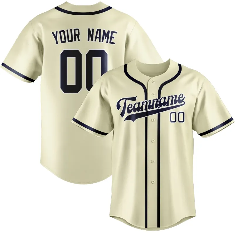 Custom Cream Blue Baseball Jersey made by Tailorly
