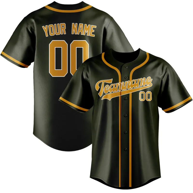Custom Olive Yellow Baseball Jersey made by Tailorly