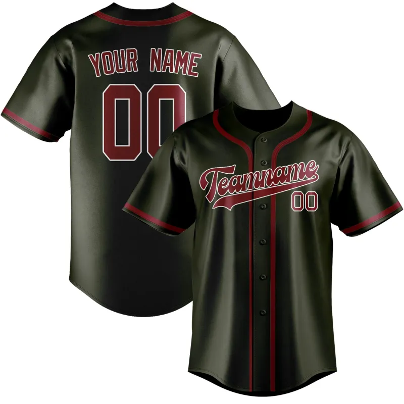 Custom Olive Crimson Red Baseball Jersey made by Tailorly