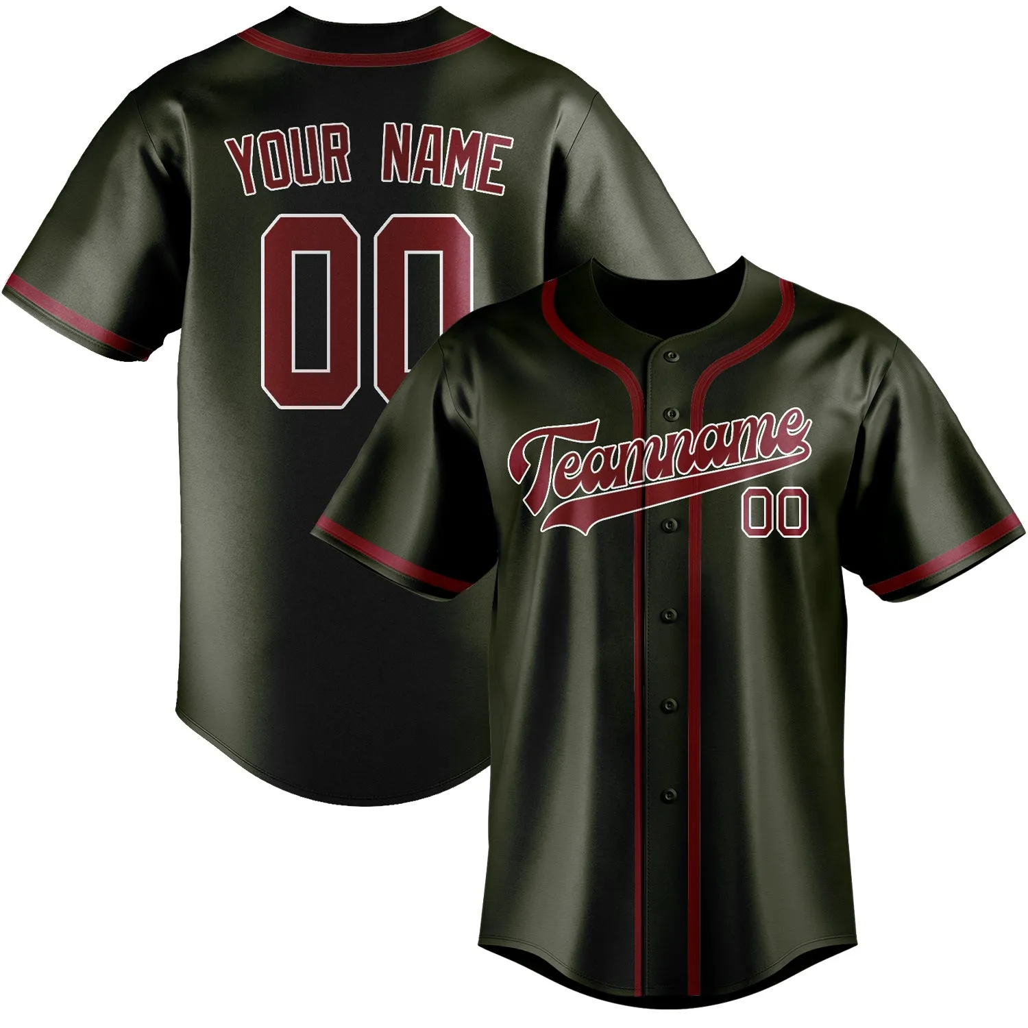 Custom Olive Crimson Red Baseball Jersey sold by Tailorly