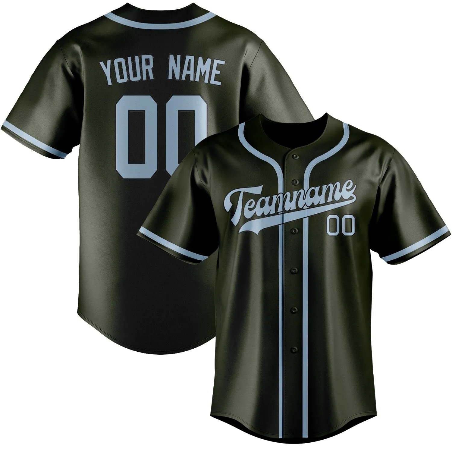 Custom Olive Light Blue Baseball Jersey sold by Tailorly