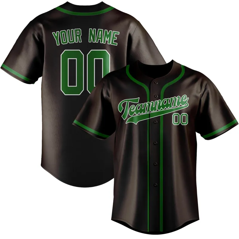 Custom Brown Emerald Green Baseball Jersey made by Tailorly