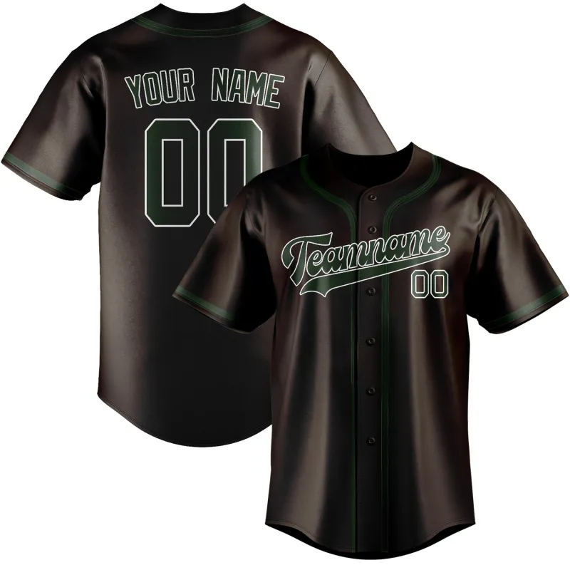 Custom Brown Dark Green Baseball Jersey made by Tailorly