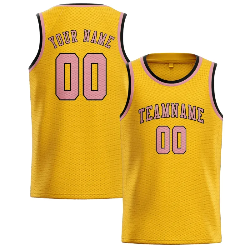 Custom Gold Light Pink Basketball Jersey made by Tailorly