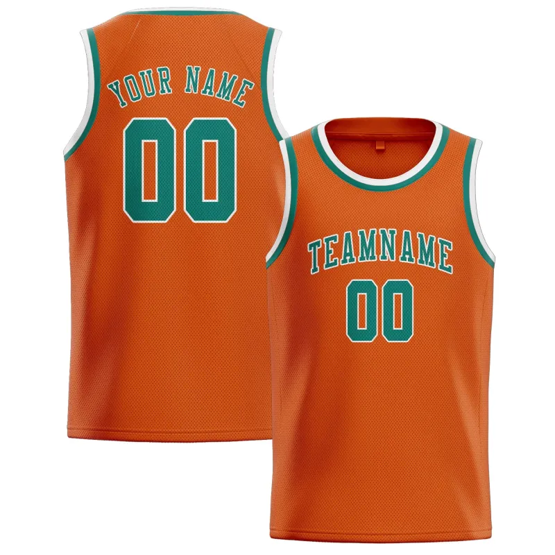 Custom Orange Blue Green Basketball Jersey made by Tailorly