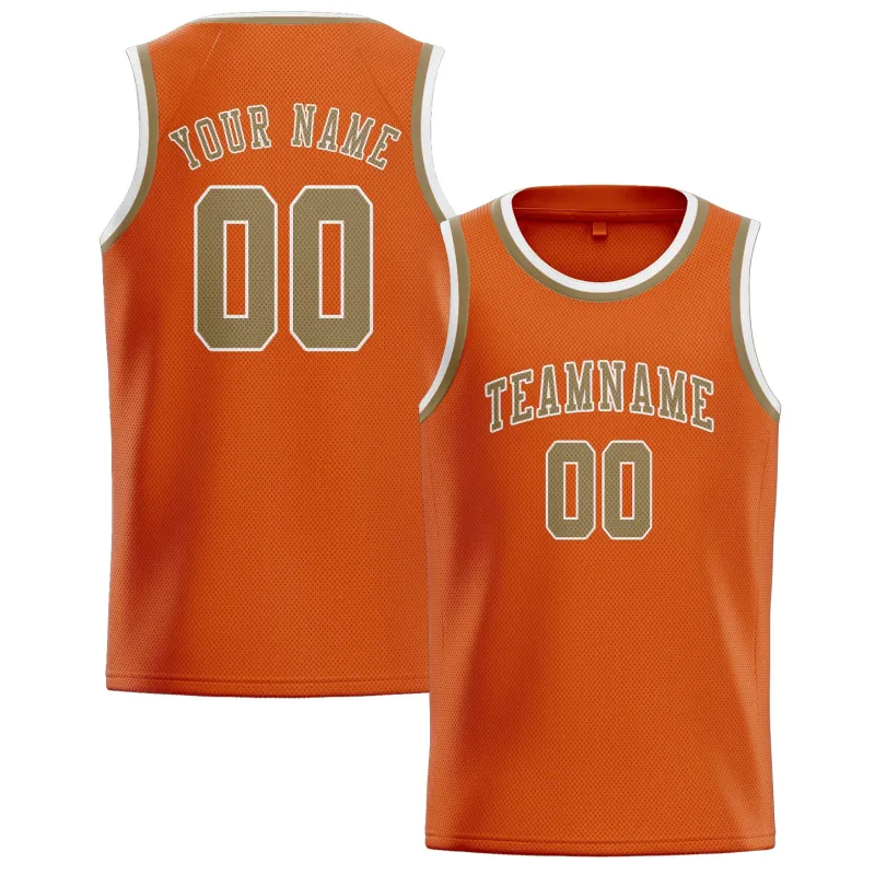 Custom Orange Light Khaki Basketball Jersey made by Tailorly