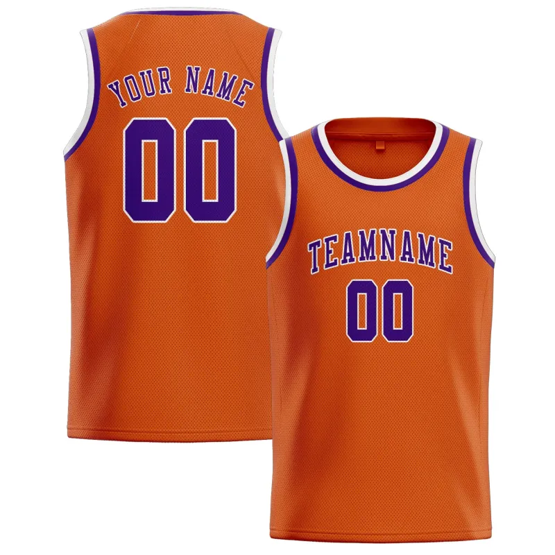Custom Orange Purple Basketball Jersey made by Tailorly