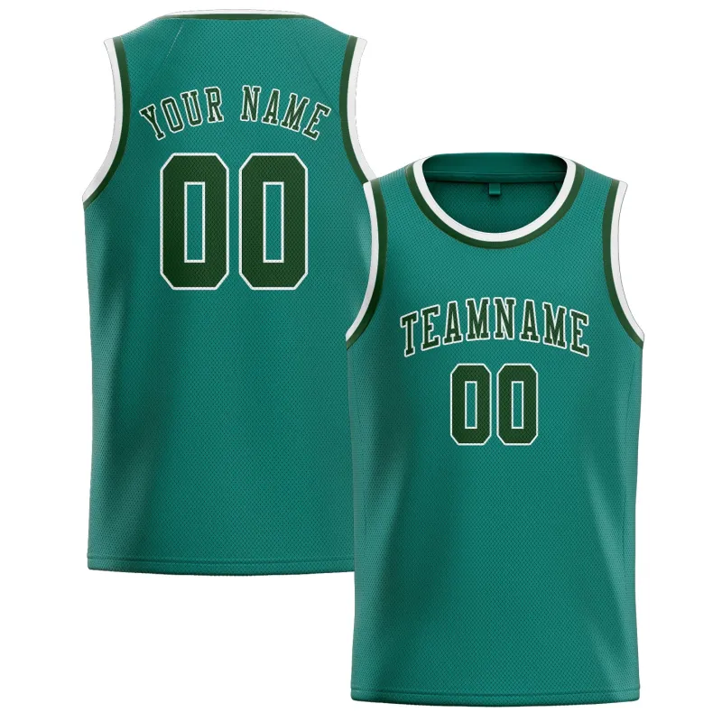 Custom Blue Green Dark Green Basketball Jersey made by Tailorly