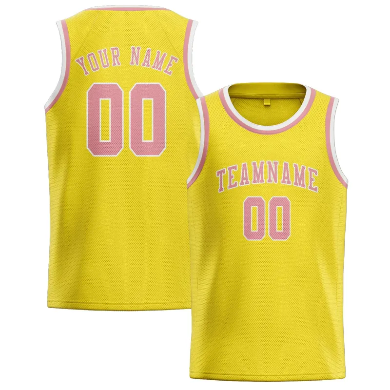 Custom Light Yellow Light Pink Basketball Jersey made by Tailorly