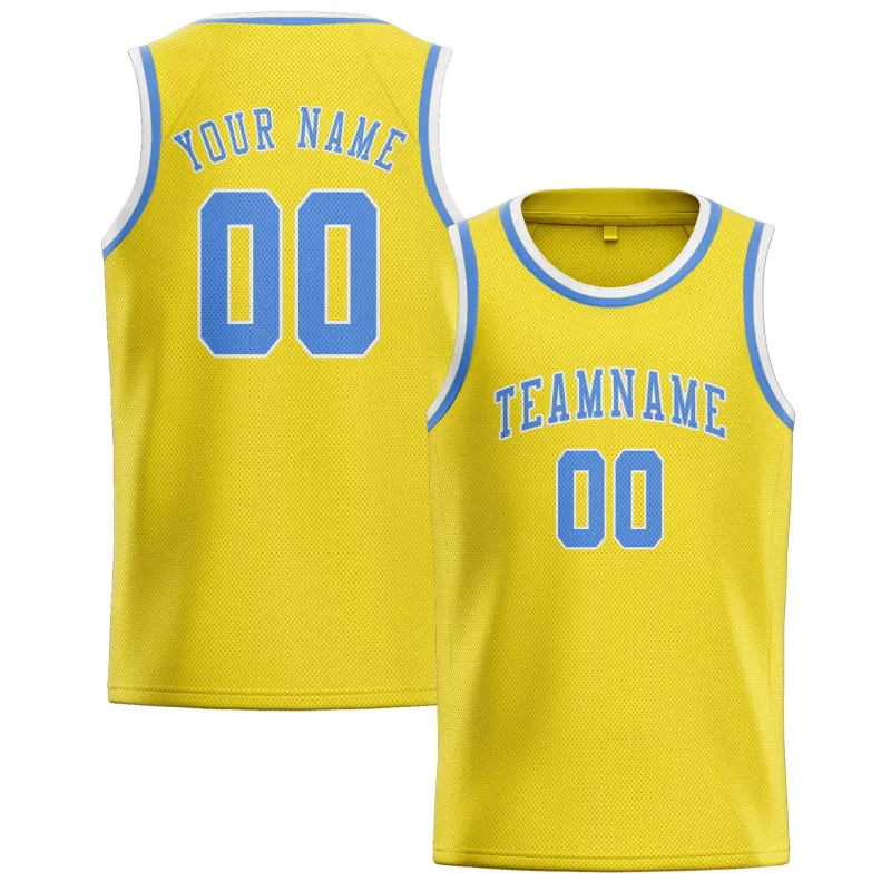 Custom Light Yellow Light Blue Basketball Jersey made by Tailorly