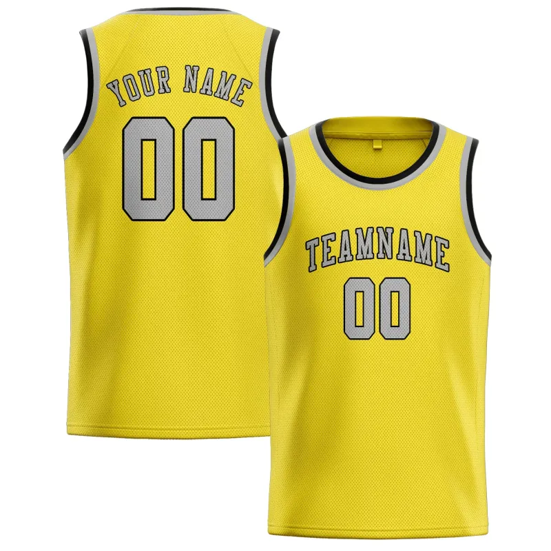 Custom Light Yellow Gray Basketball Jersey made by Tailorly