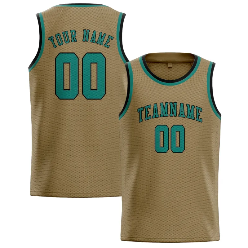 Custom Light Khaki Blue Green Basketball Jersey made by Tailorly