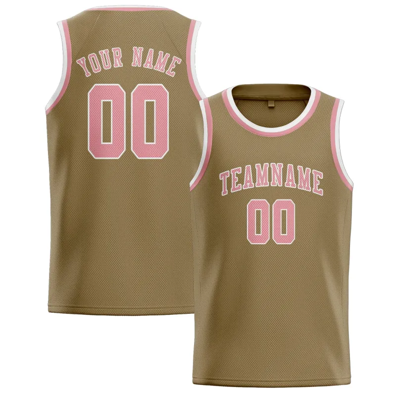 Custom Light Khaki Light Pink Basketball Jersey made by Tailorly